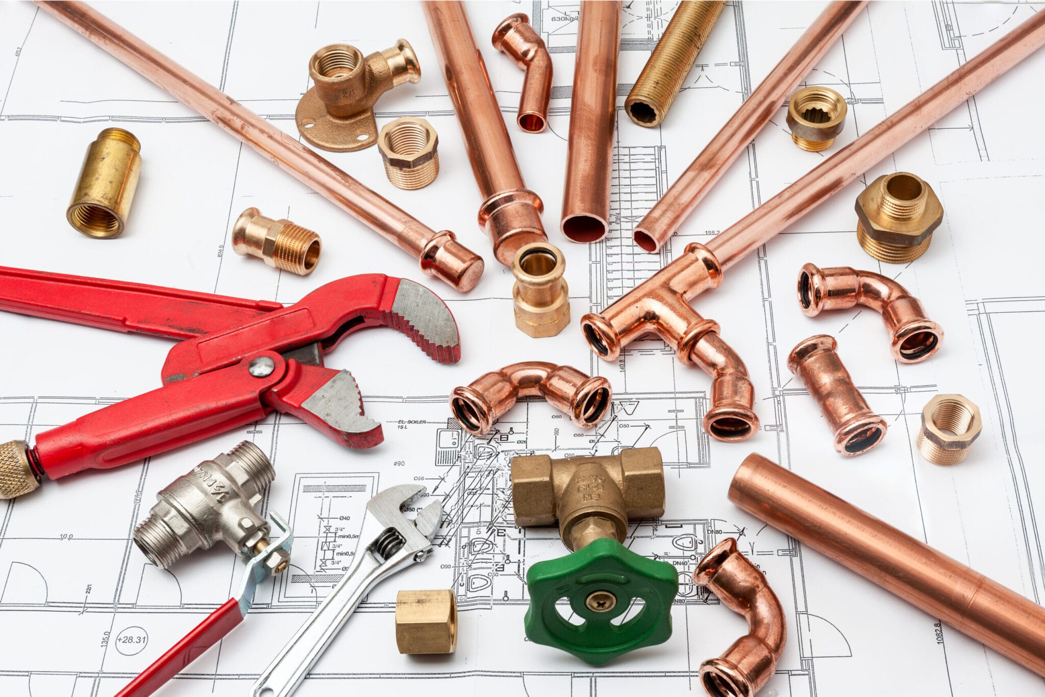 Copper pipe fittings and plumbing parts for Gilroy, California repairs