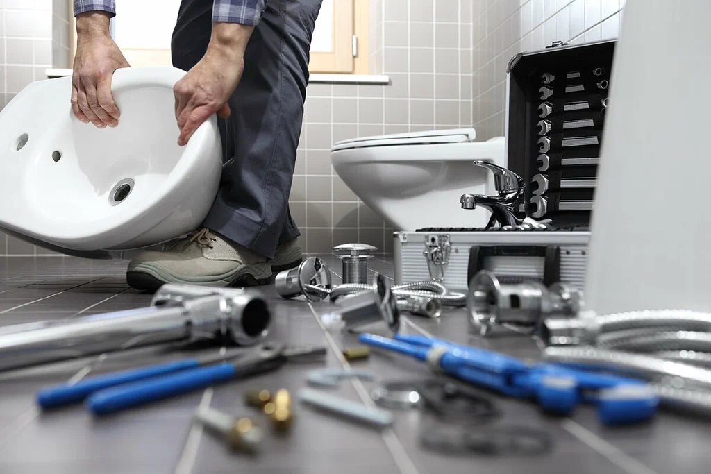 Plumbing tools prepared for a bathroom repair in Gilroy