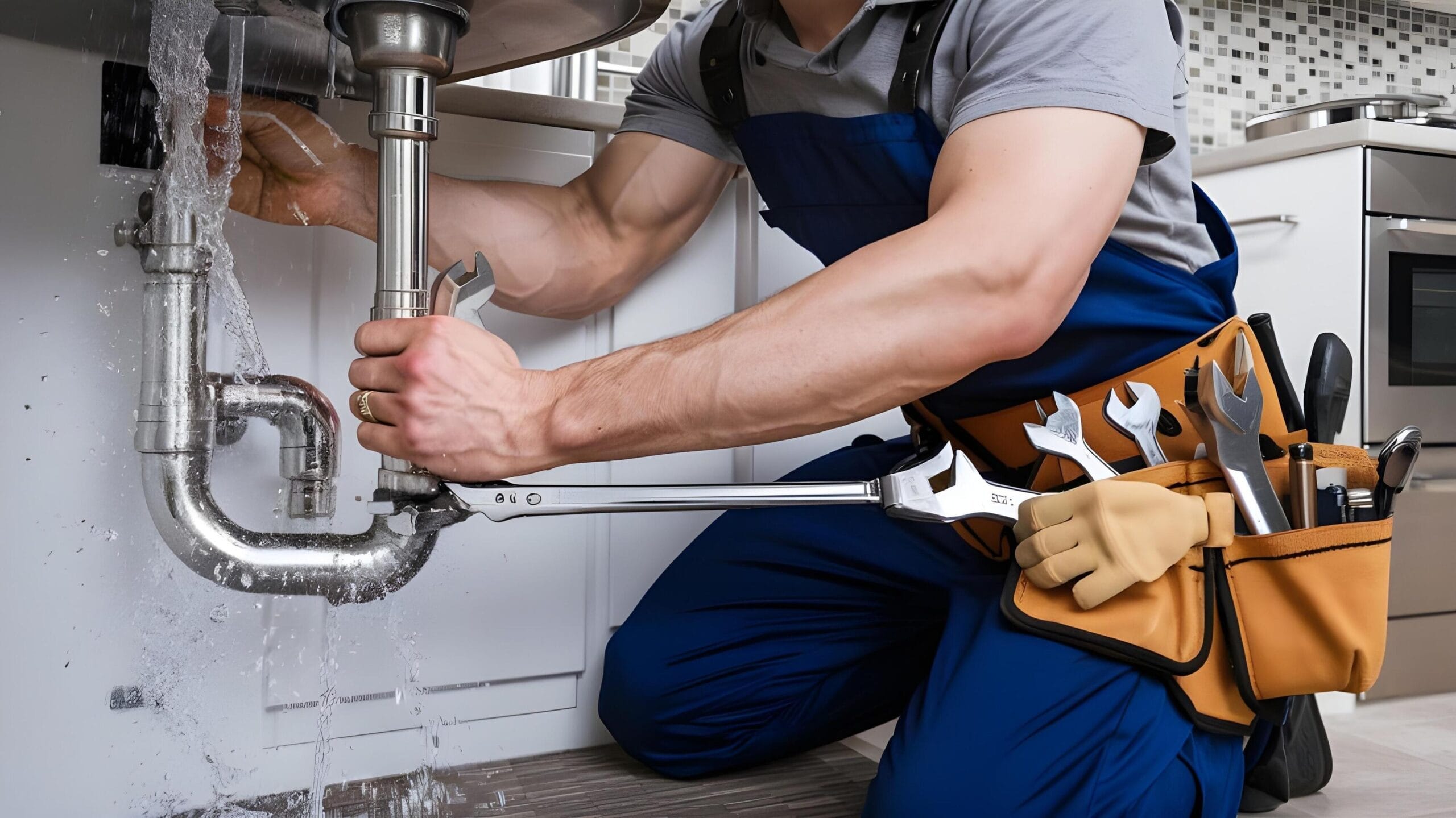 Plumber tightening a residential plumbing pipe in Gilroy